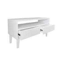 Rack Para Tv Bancada Com Nicho E Gaveta Branco Laca