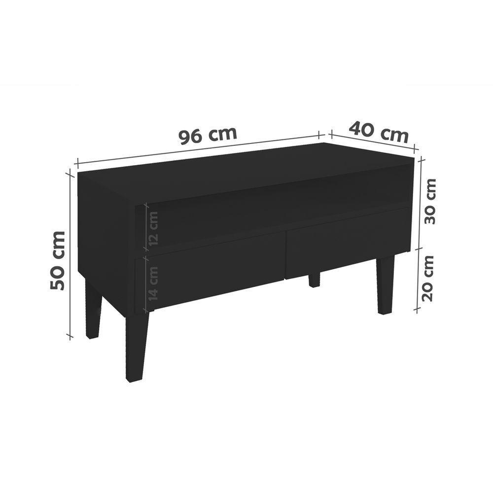 Rack Para Tv Bancada Com Nicho E Gaveta Preto Laca - 6