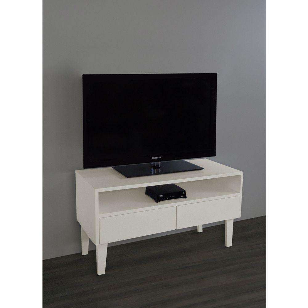 Rack Para Tv Bancada Com Nicho E Gaveta Off White Laca - 1
