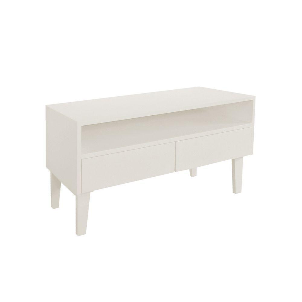 Rack Para Tv Bancada Com Nicho E Gaveta Off White Laca - 3