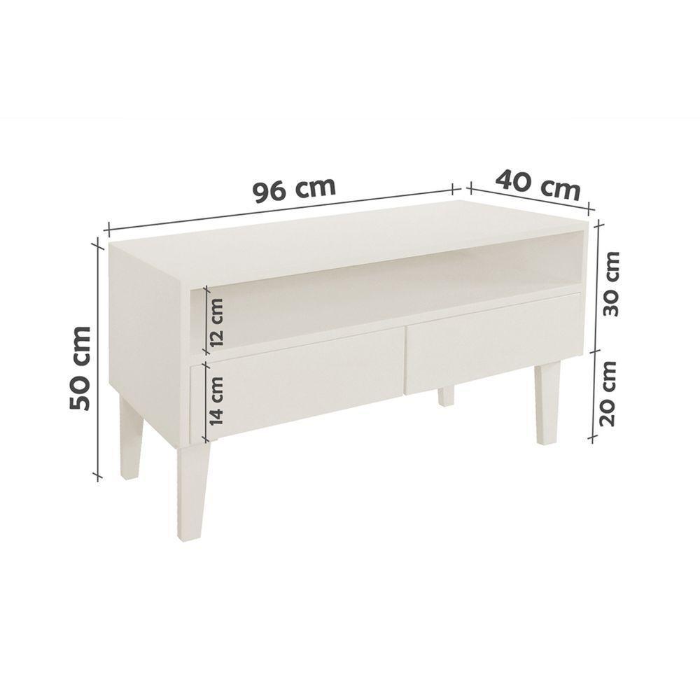 Rack Para Tv Bancada Com Nicho E Gaveta Off White Laca - 5