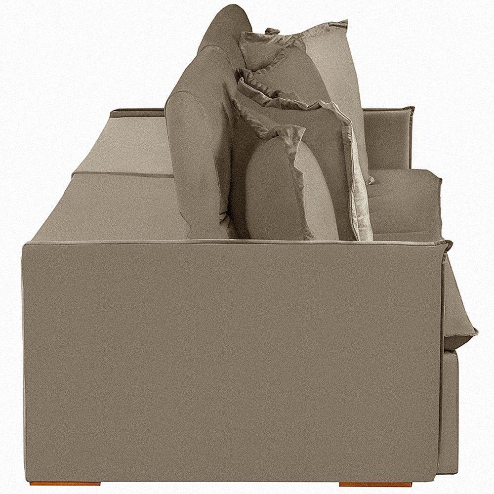 Sofá 6 Lugares 2.90 Mt Com Molas Retrátil E Reclinável Bege - 4