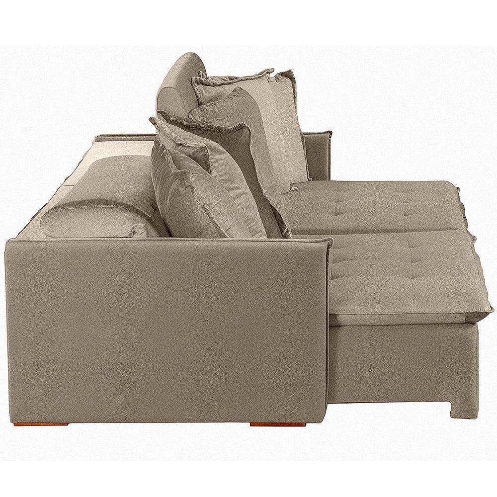 Sofá 6 Lugares 2.90 Mt Com Molas Retrátil E Reclinável Bege - 5