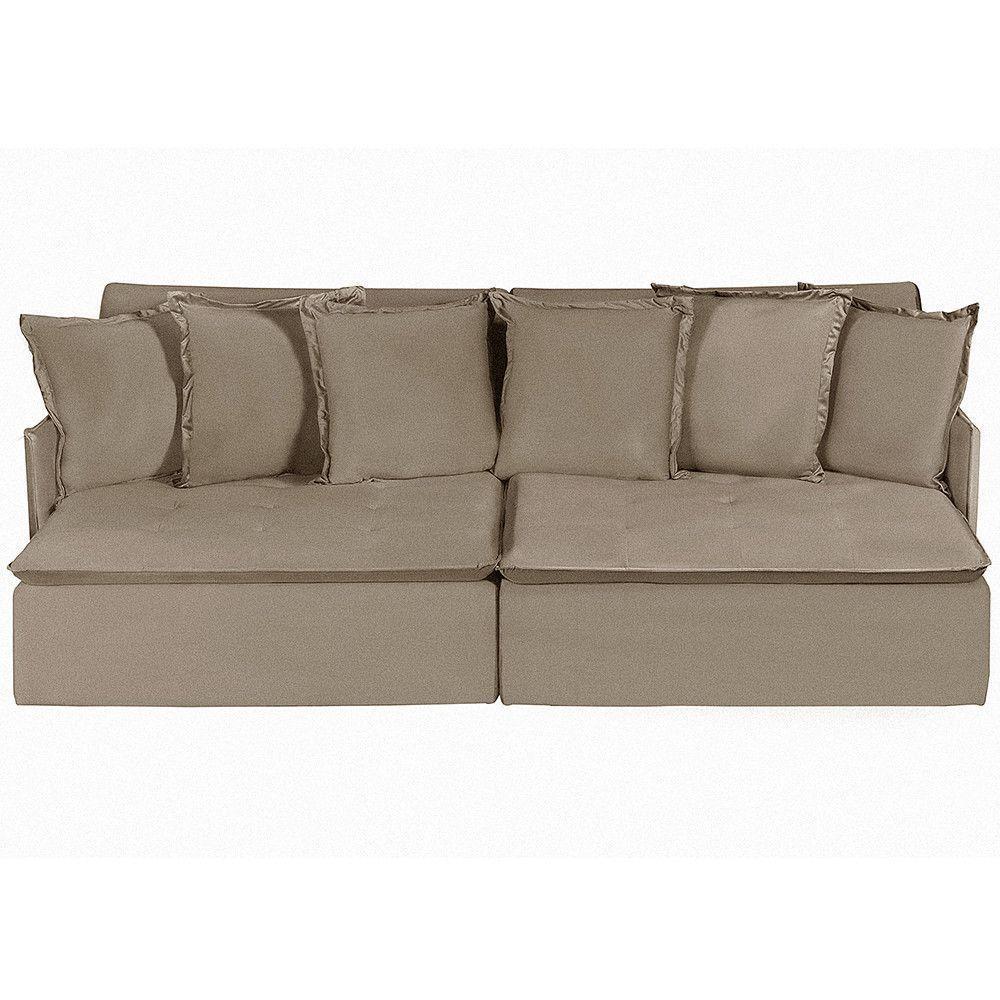 Sofá 6 Lugares 2.90 Mt Com Molas Retrátil E Reclinável Bege - 8