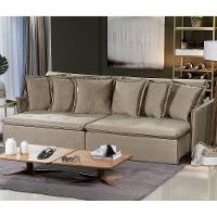 Sofá 6 Lugares 2.90 Mt Com Molas Retrátil E Reclinável Bege - 1