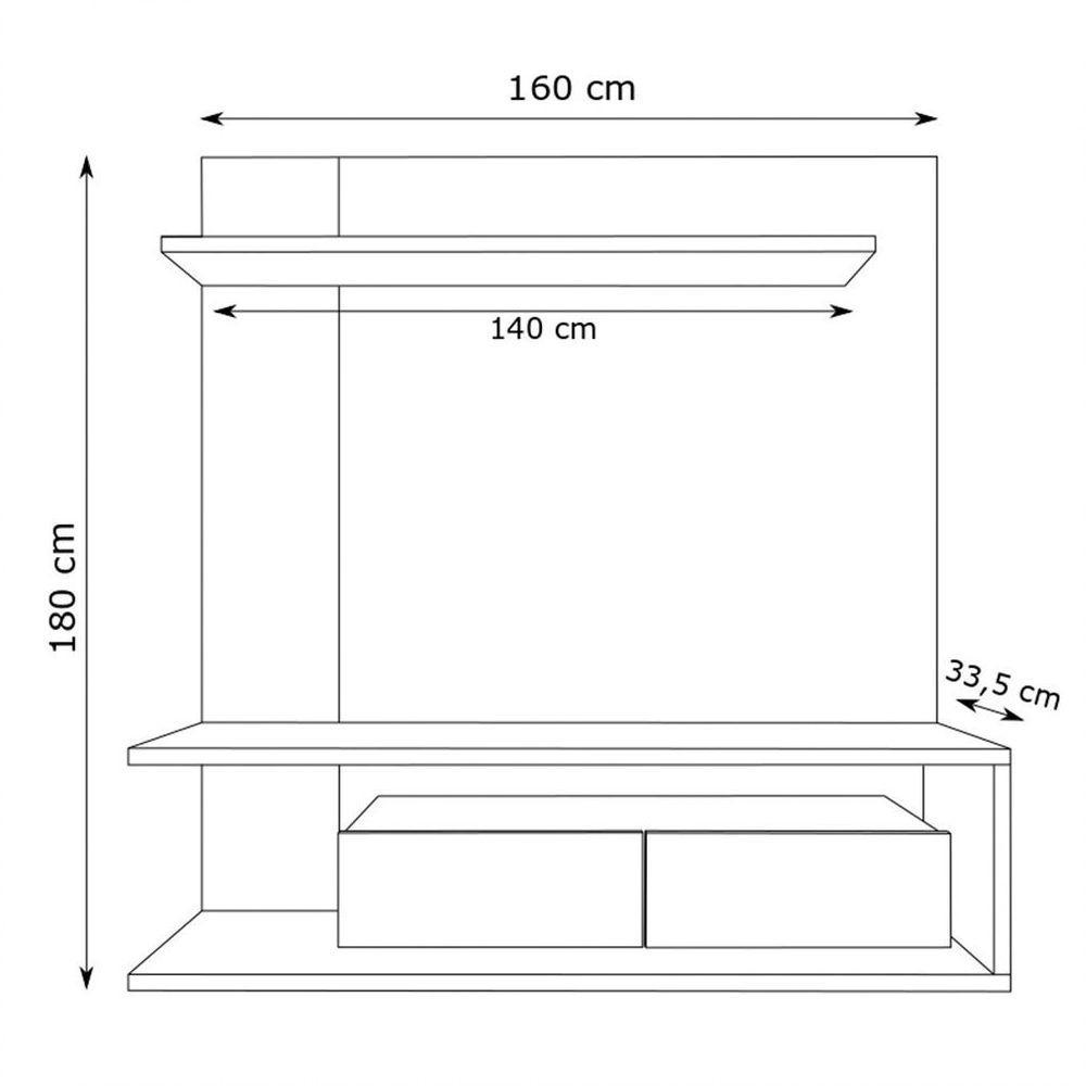 Painel Para Tv Até 60 Polegadas 2 Portas Estilare Móveis Branco Com Madeirado - 2