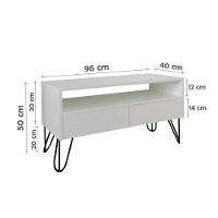 Rack Para Tv Bancada Com Nicho E Gaveta Pés Hairpin Legs Estilo Industrial Off White Laca - 4