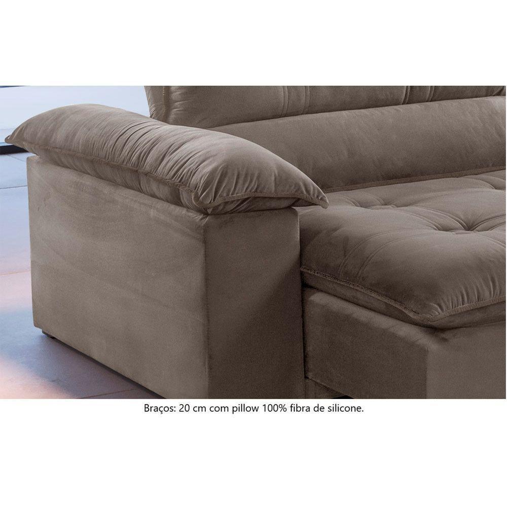 Sofá Retrátil E Reclinável Atenas 2,10m 3 Lugares Bege - 5