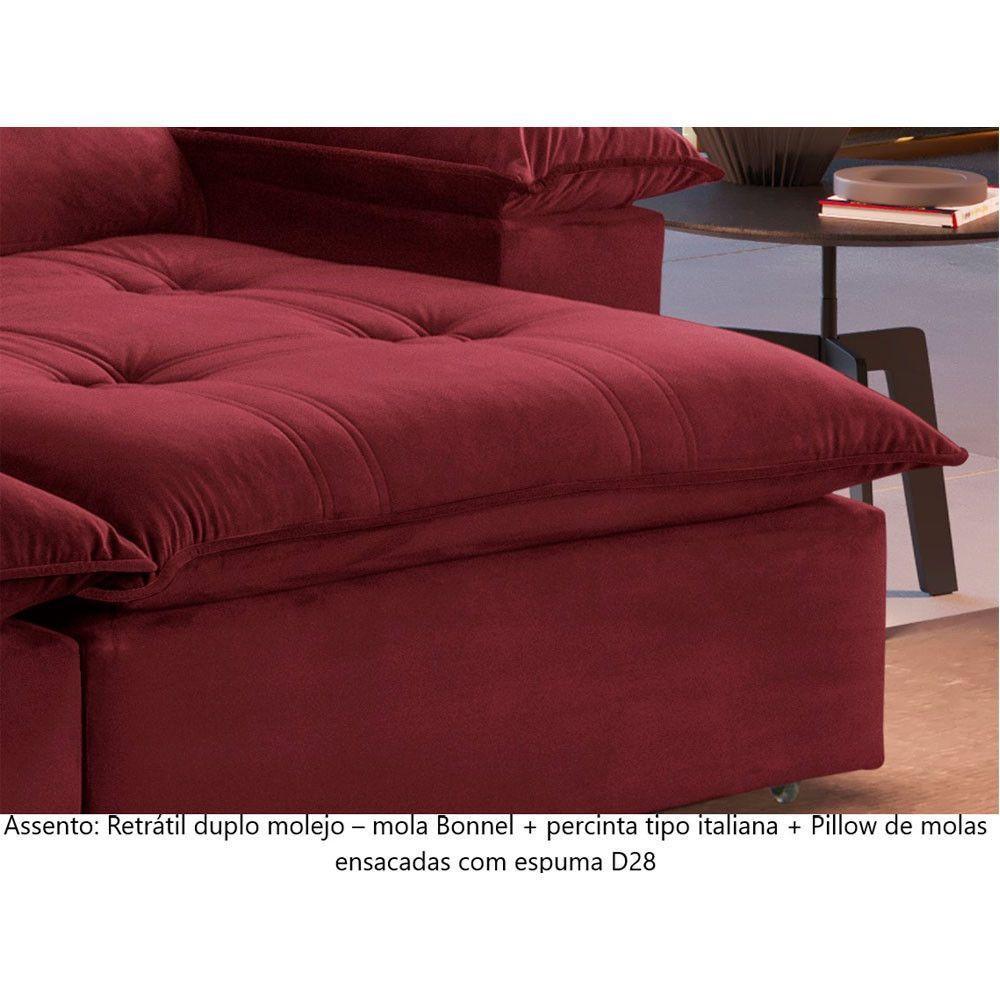 Sofá Retrátil E Reclinável Atenas 1,80m 2 Lugares Bordô - 6