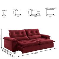 Sofá Retrátil E Reclinável Atenas 1,80m 2 Lugares Bordô - 7
