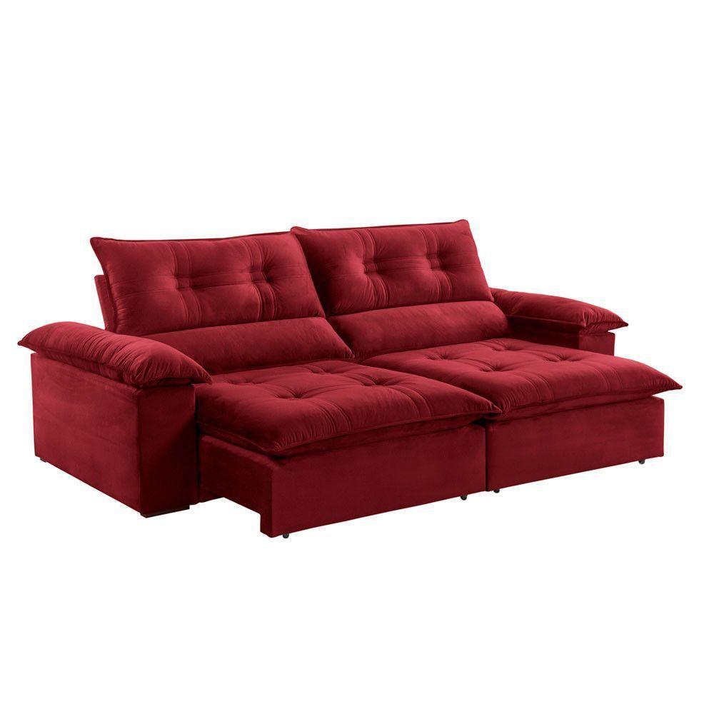 Sofá Retrátil E Reclinável Atenas 2,10m 3 Lugares Bordô - 8