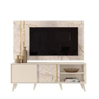 Bancada Com Painel Tv 65'' Cronos Calacata/Off White - 3