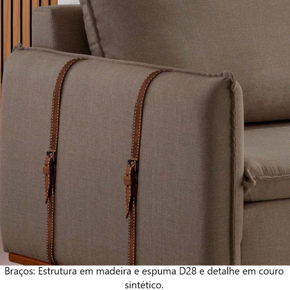 Sofá Fixo Living Argos 2,00m 03 Lugares Txr Bege - 3
