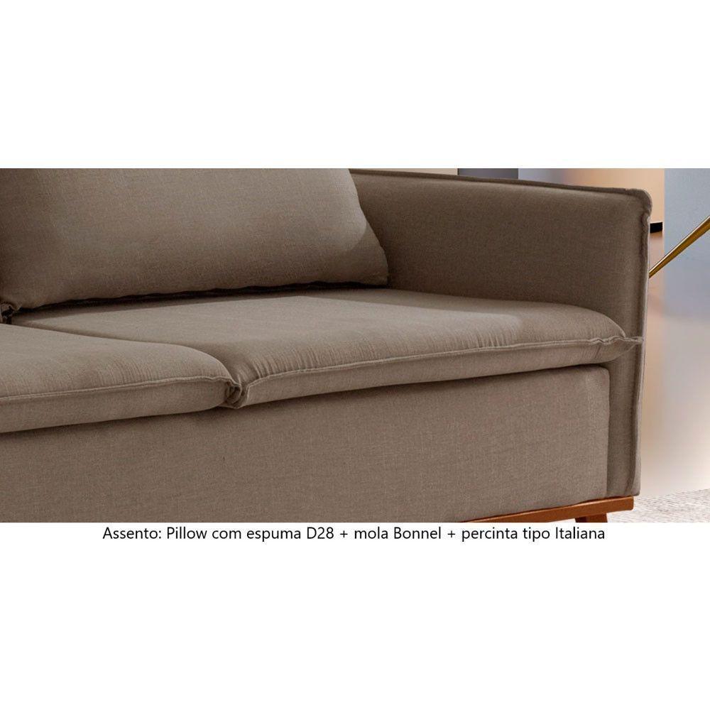 Sofá Fixo Living Argos 2,00m 03 Lugares Txr Bege - 5