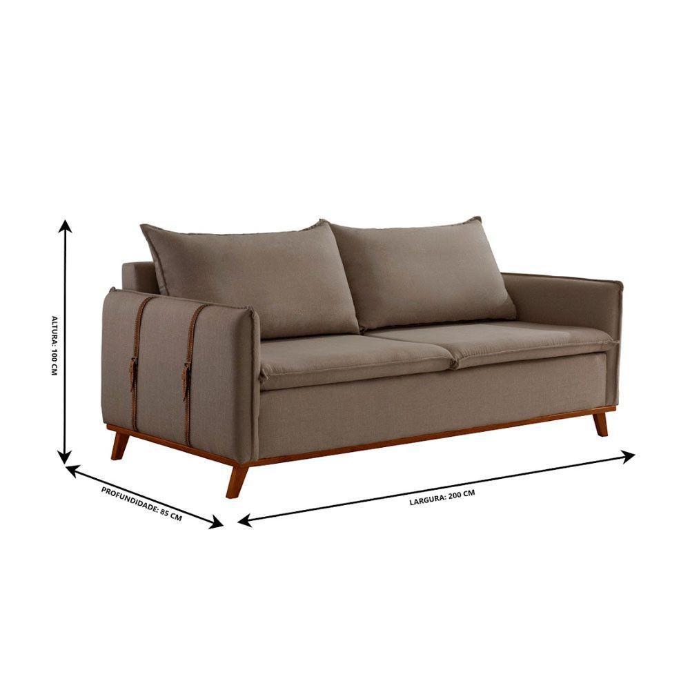 Sofá Fixo Living Argos 2,00m 03 Lugares Txr Bege - 6