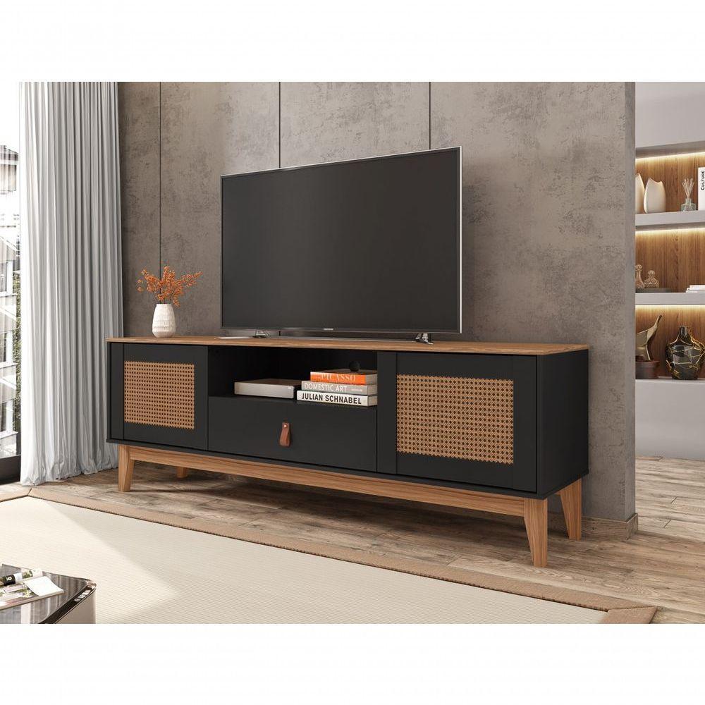 Rack Para Tv Isabela 1.6 Pintura Palha Preto Noce - 2