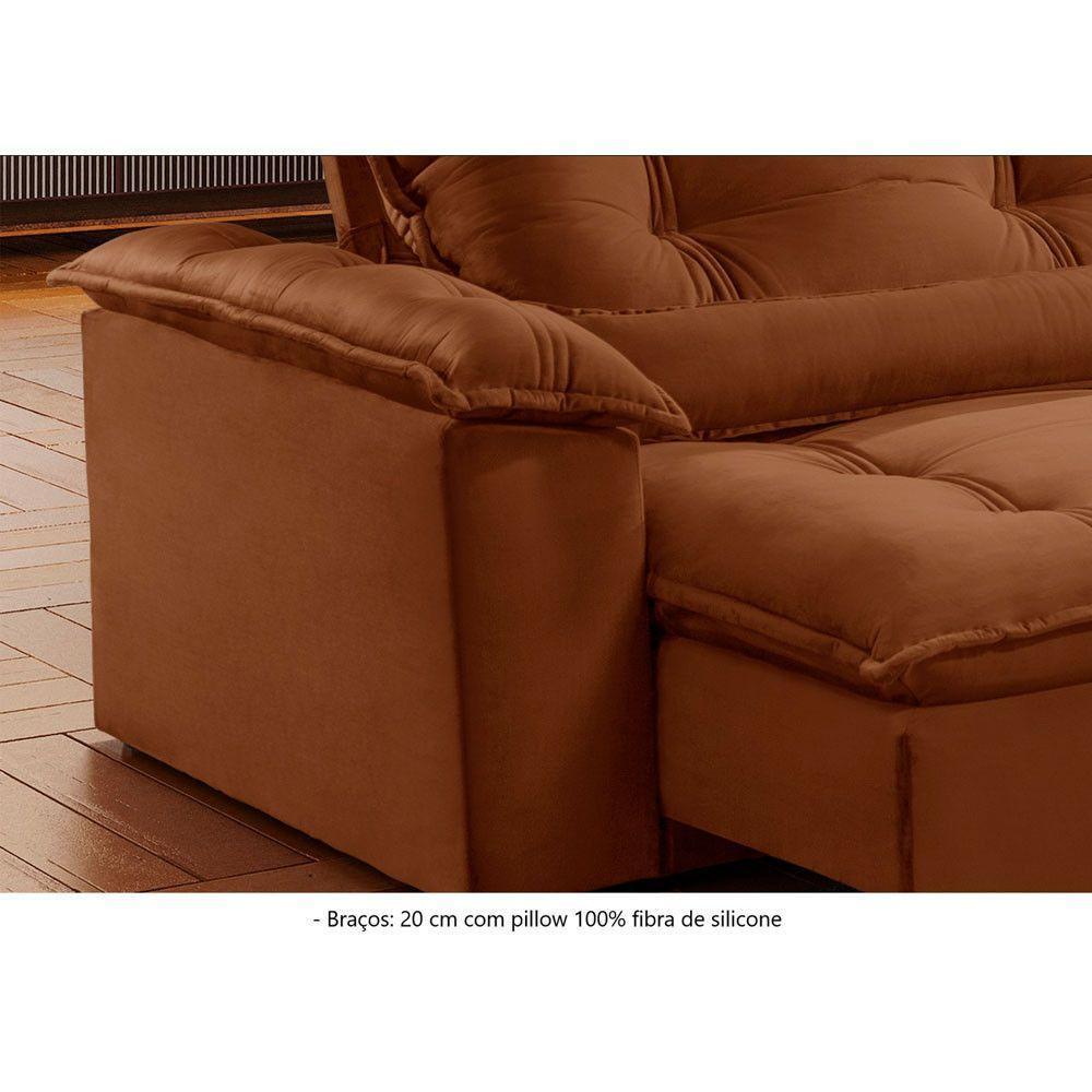 Sofá Retrátil E Reclinável Apolo 2,30m 4 Lugares Terracota - 5