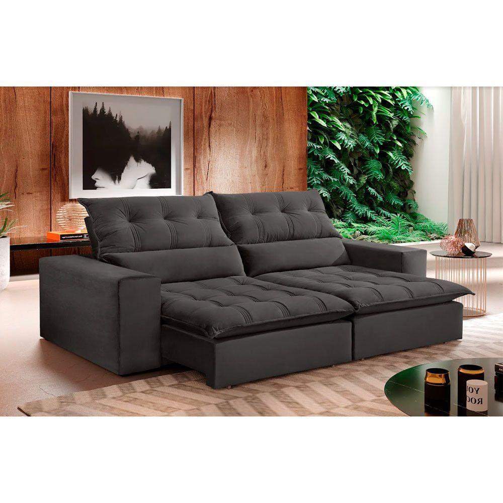 Sofá Retrátil E Reclinável Orion 2,30m 04 Lugares Txr Cinza - 1