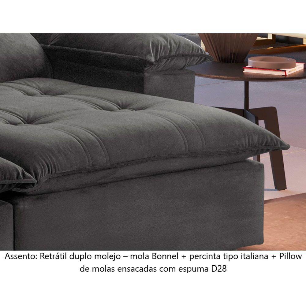 Sofá Retrátil E Reclinável Atenas 2,10m 3 Lugares Cinza - 9