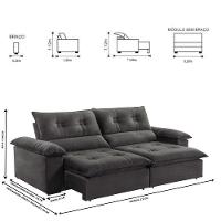 Sofá Retrátil E Reclinável Atenas 2,10m 3 Lugares Cinza - 10