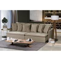 Sofá 5 Lugares 2.90 Mt Com Molas Retrátil E Reclinável Bege - 1