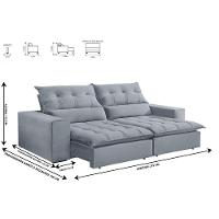 Sofá Retrátil E Reclinável Orion 2,10m 03 Lugares Txr Prata - 7