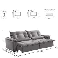 Sofá Retrátil E Reclinável Apolo 2,10m 3 Lugares Prata - 12