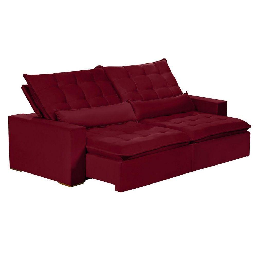 Sofá 5 Lugares 2.50 Mt Retrátil E Reclinável Vermelho - 8