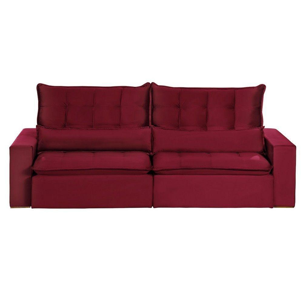 Sofá 5 Lugares 2.50 Mt Retrátil E Reclinável Vermelho - 10