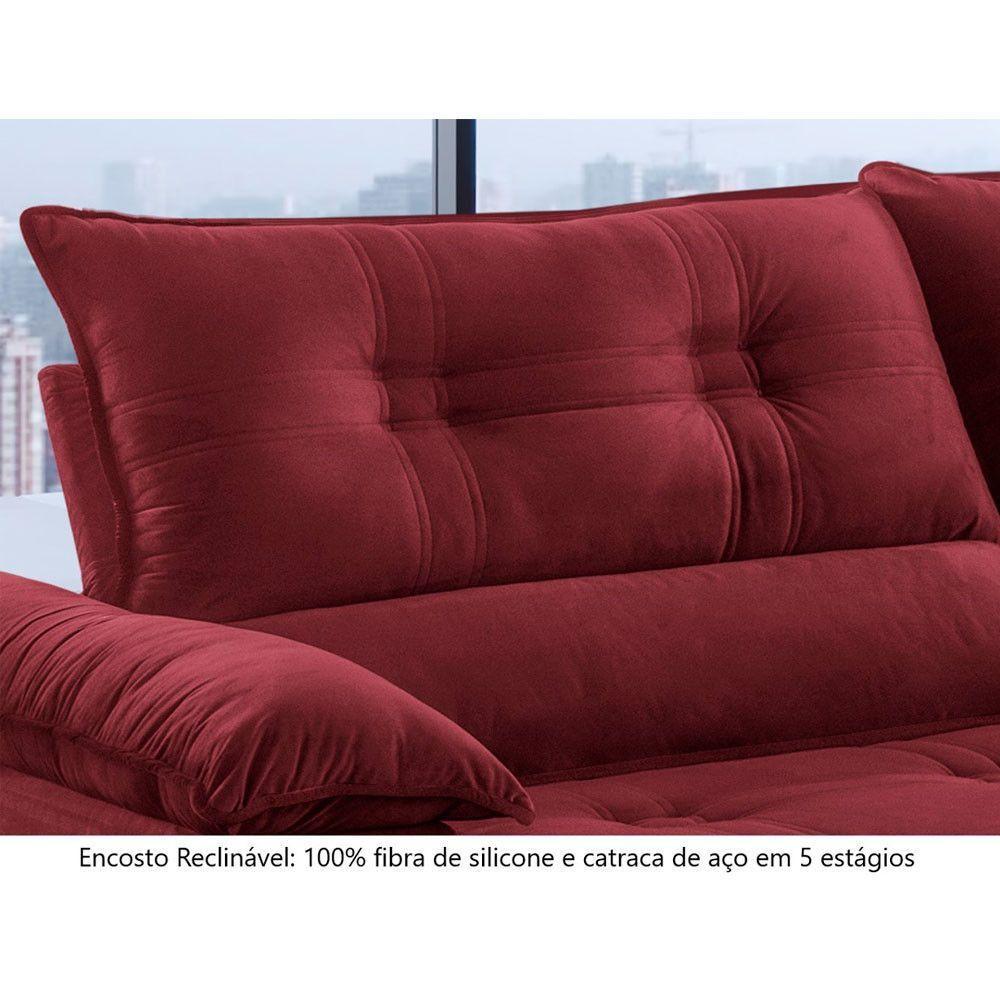 Sofá Retrátil E Reclinável Atenas 2,30m 4 Lugares Bordô - 4
