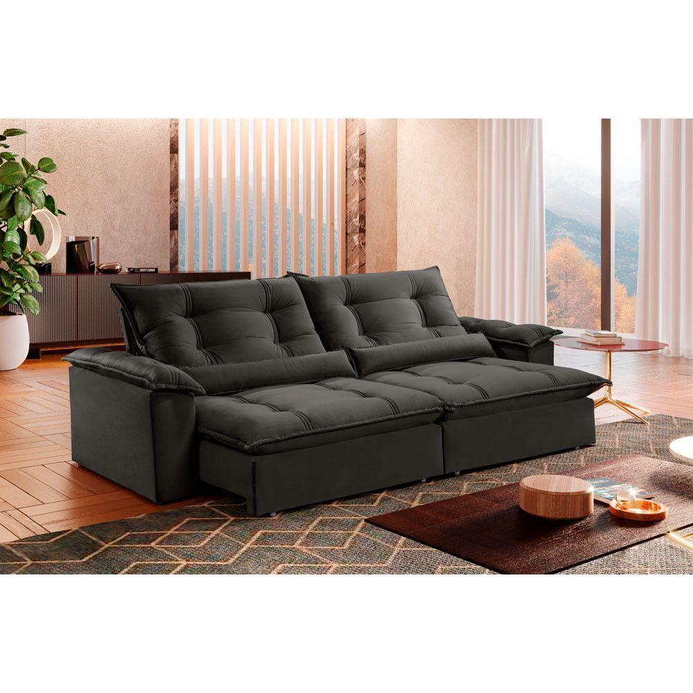 Sofá Retrátil E Reclinável Apolo 2,30m 4 Lugares Cinza - 1