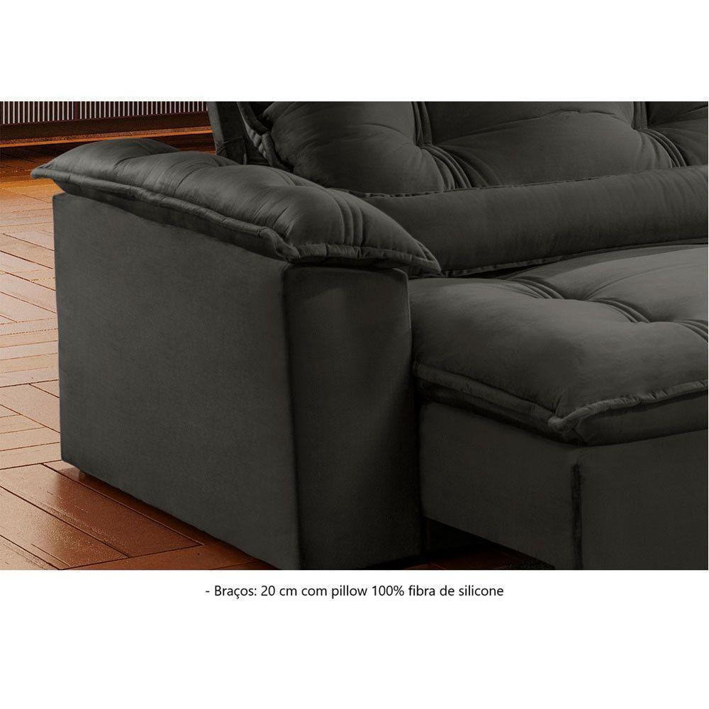 Sofá Retrátil E Reclinável Apolo 2,30m 4 Lugares Cinza - 5