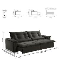 Sofá Retrátil E Reclinável Apolo 2,30m 4 Lugares Cinza - 7