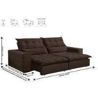 Sofá Retrátil E Reclinável Orion 1,80m 02 Lugares Txr Marrom - 7