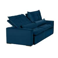 Sofá 6 Lugares 2.90 Mt Retrátil E Reclinável Veludo Azul - 9