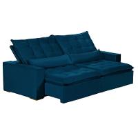 Sofá 6 Lugares 2.90 Mt Retrátil E Reclinável Veludo Azul - 15