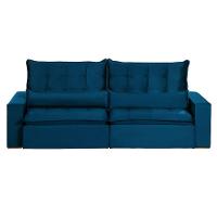 Sofá 6 Lugares 2.90 Mt Retrátil E Reclinável Veludo Azul - 19