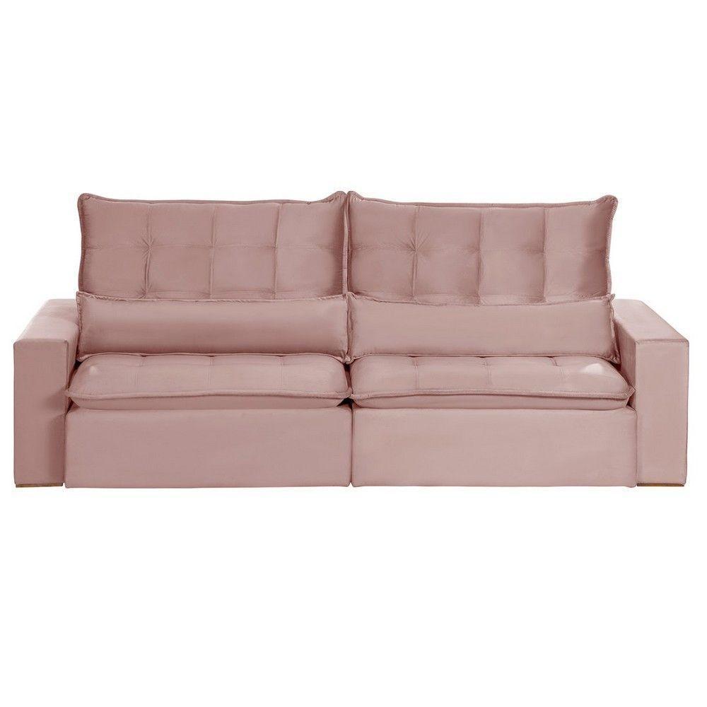 Sofá 6 Lugares 2.90 Mt Retrátil E Reclinável Veludo Rose - 10