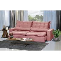 Sofá 6 Lugares 2.90 Mt Retrátil E Reclinável Veludo Rose - 1