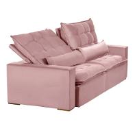 Sofá 6 Lugares 2.90 Mt Retrátil E Reclinável Veludo Rose - 5
