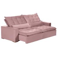 Sofá 6 Lugares 2.90 Mt Retrátil E Reclinável Veludo Rose - 8