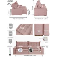 Sofá 6 Lugares 2.90 Mt Retrátil E Reclinável Veludo Rose - 9