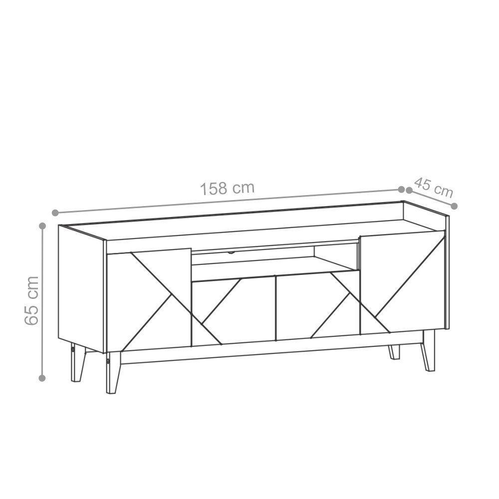 Rack Para Tv Viktor Com Frisos Nas Portas Cinza Noce - 5