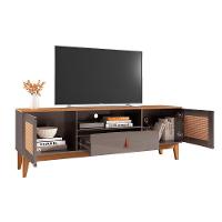 Rack Sala Esmeralda Para Tv Até 60 Polegadas Pés Em Madeira Cinza Perola/noce - 9