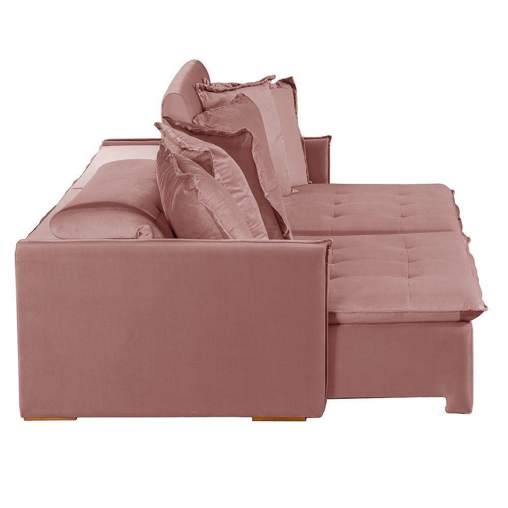 Sofá 5 Lugares 2.90 Mt Com Molas Retrátil E Reclinável Rose - 6