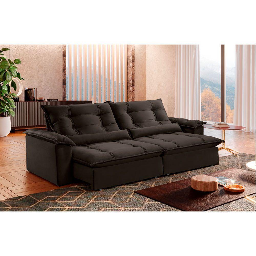 Sofá Retrátil E Reclinável Apolo 2,50m 4 Lugares Marrom - 1