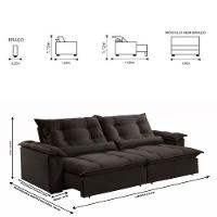 Sofá Retrátil E Reclinável Apolo 2,50m 4 Lugares Marrom - 7