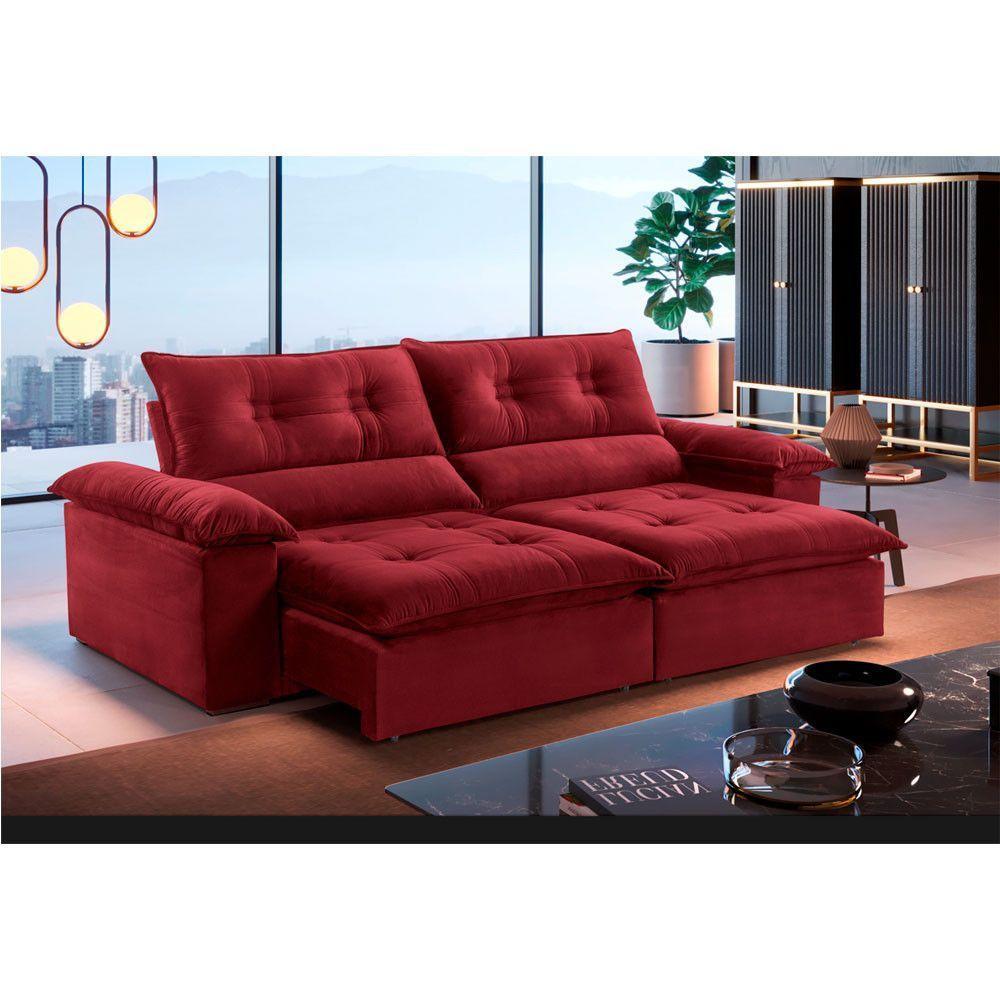 Sofá Retrátil E Reclinável Atenas 2,50m 4 Lugares Bordô - 1