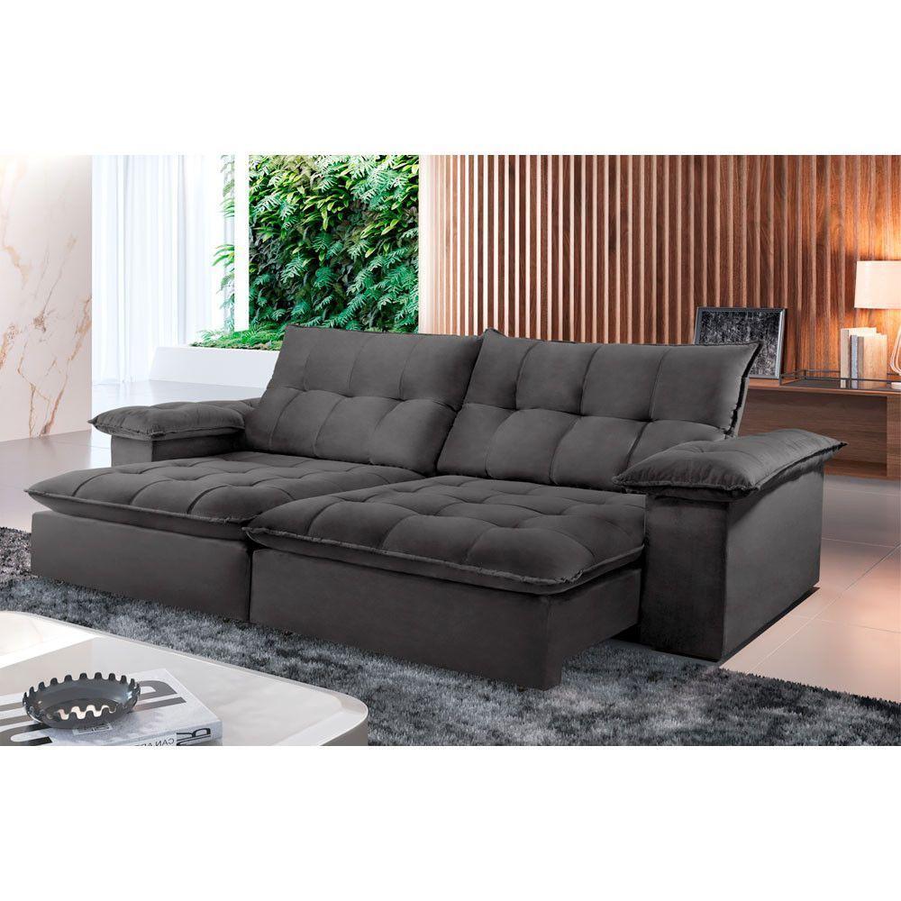 Sofá Retrátil E Reclinável Atlanta 2,50m 4 Lugares Cinza - 1