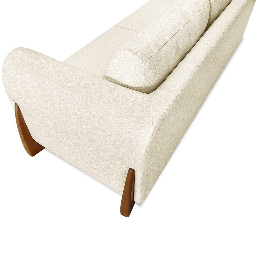 Sofá 2 Lugares 1,60m Lottus Natural Pés Castanho-Pallazio - 4